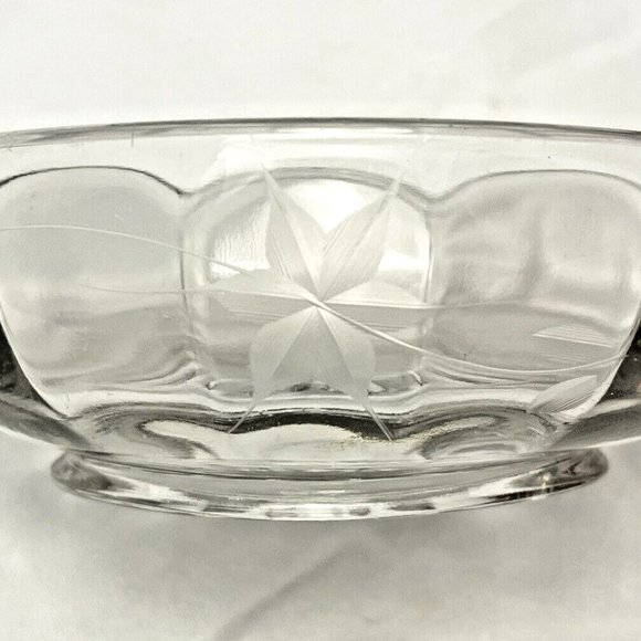 Clear Cut Glass Starburst Handled Bowl, Vintage EUC - Picture 8 of 8